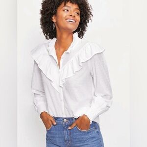 Loft White Button Down Top